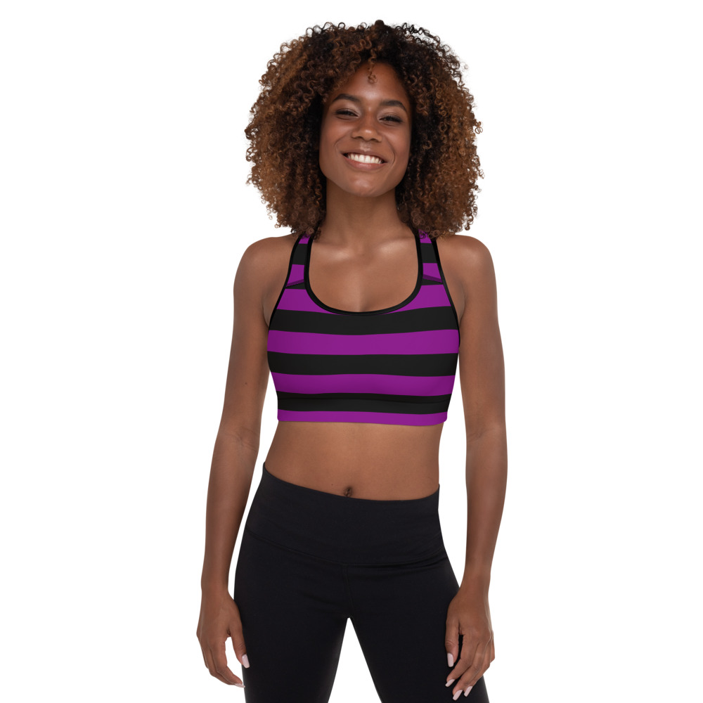 Purple and Black Stripe Padded Sports Bra – Essentially Savvy